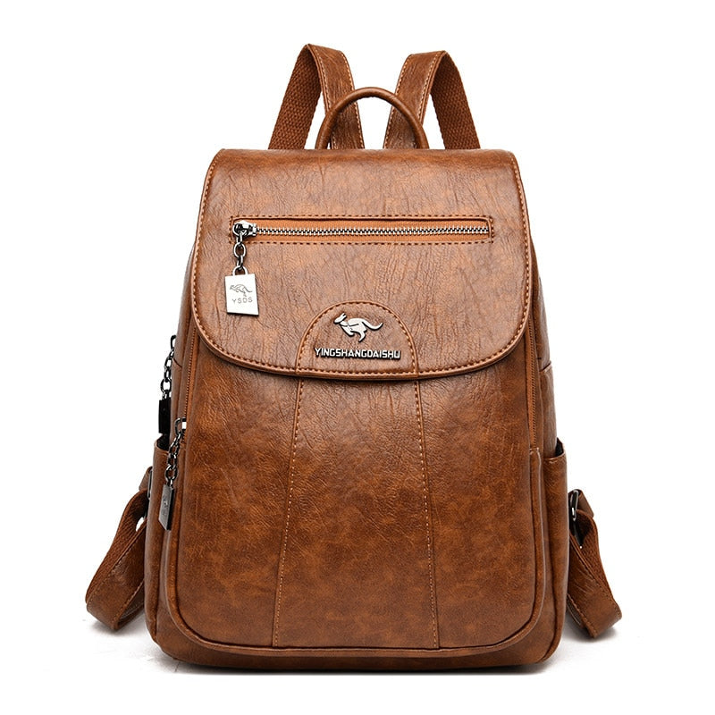 Women Leather Backpacks High Quality Female Vintage Backpack For Girls