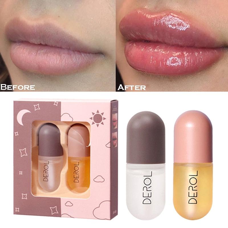 Day Night Instant Volume Lips Plumper Oil Moisturizing Repairing Reduce Lip Fine Line Serum Cosmetic Sexy Lip Gloss Makeup Sudad