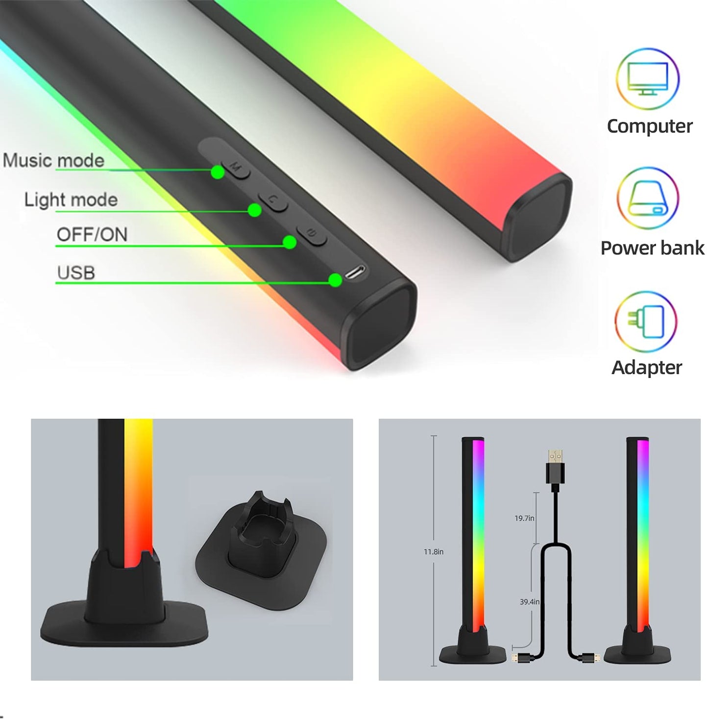 Smart RGB LED Light Bars Night Light