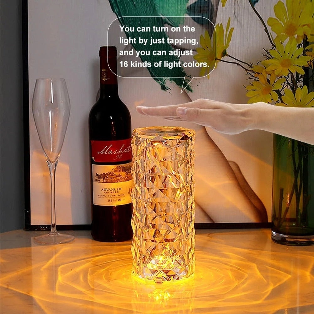 LED Crystal Table Lamp Rose Light Projector