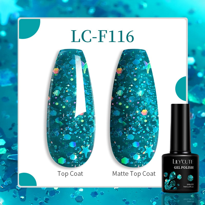 LILYCUTE 9D Rainbow Glitter Cat Magnetic Nail Gel Polish Holographic