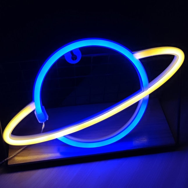 Planet LED Lights Neon Light Sign Bedroom Decor Neon Sign Night Lamp