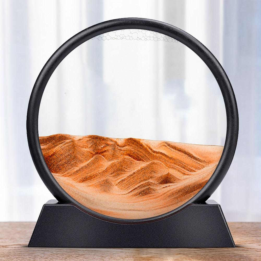 Moving Sand Art Picture Round Glass 3D Hourglass Deep Sea Sandscape In Motion Display Flowing Sand Frame 7/12inch For home Decor Sudad