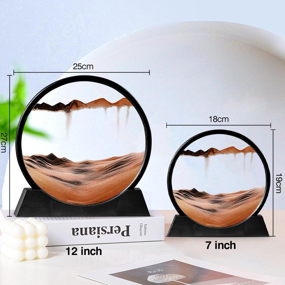 Moving Sand Art Picture Round Glass 3D Hourglass Deep Sea Sandscape In Motion Display Flowing Sand Frame 7/12inch For home Decor Sudad