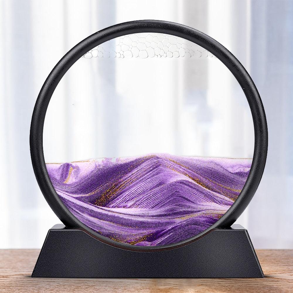 Moving Sand Art Picture Round Glass 3D Hourglass Deep Sea Sandscape In Motion Display Flowing Sand Frame 7/12inch For home Decor Sudad