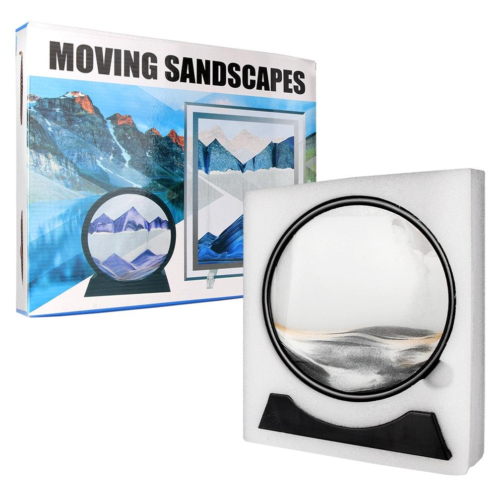 Moving Sand Art Picture Round Glass 3D Hourglass Deep Sea Sandscape In Motion Display Flowing Sand Frame 7/12inch For home Decor Sudad