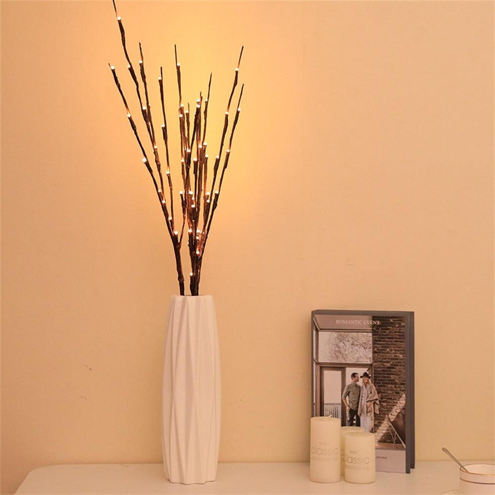 Willow Branch Lamp DIY Battery Operated Simulation Willow Branch Vase Night Light For Home Party Garden Decoration Sudad